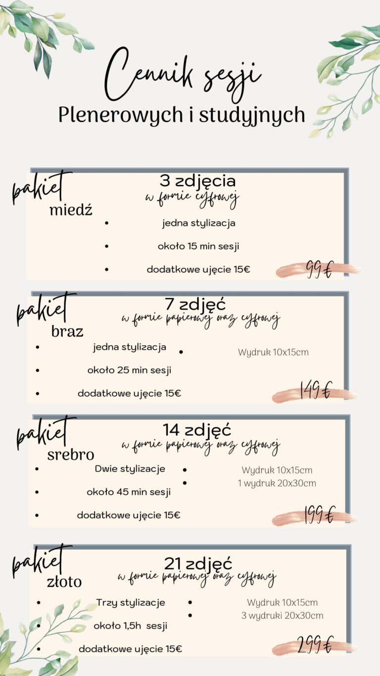 cennik sesji